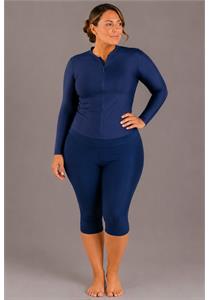 Plus Size Capri Swim Leggings by Calypsa (Navy)